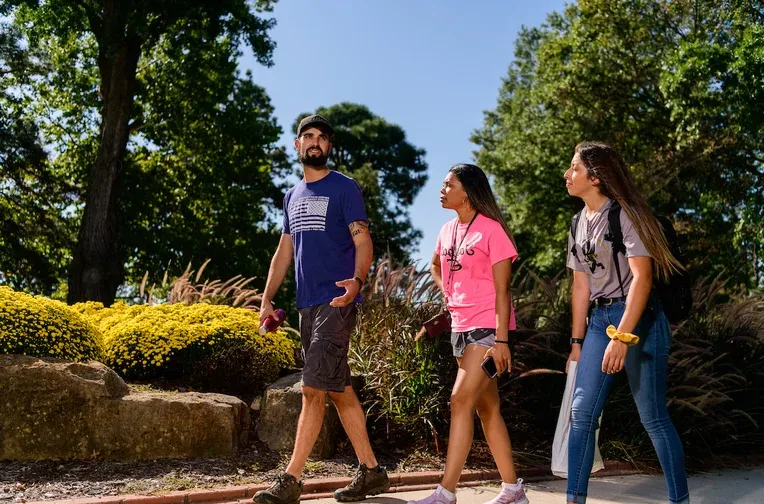 Students walking on campus