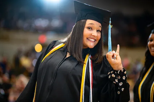 Emporia State University student at graduation